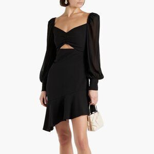 One33 Social Women's Crepe Cutout Asymmetrical Cocktail Dress, Black NWT